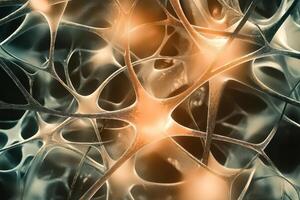Neurons in a brain are shown in this image photo