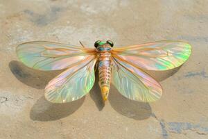 A colorful butterfly on a wall photo
