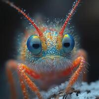 A close up of a bug with blue eyes photo
