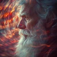 An old man with a long beard and a red beard photo