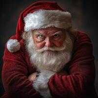 A man in a santa suit with his arms crossed photo