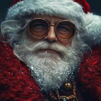 A close up of santa claus with glasses and beard photo