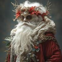 A santa claus with a beard and glasses photo