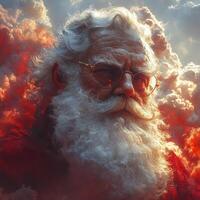 A santa claus with glasses and a red beard photo