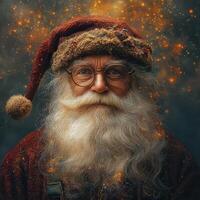 A santa claus with glasses and beard photo