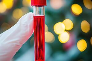 A person holding a red liquid in their hand photo