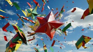 A colorful kite flying in the sky photo