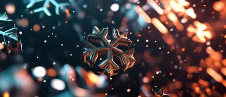 Snowflakes are shown in a dark background photo