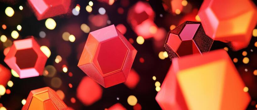 A group of red cubes floating in the air photo