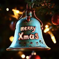 Christmas bell with merry xmas text photo