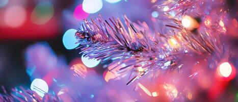A close up of a christmas tree with lights photo