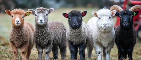 A group of sheep standing in a field photo