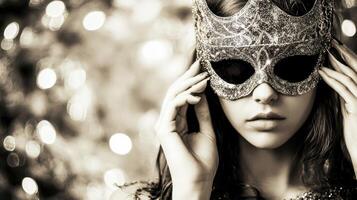 A woman wearing a mask with her eyes closed photo