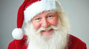 A close up of a santa claus smiling photo