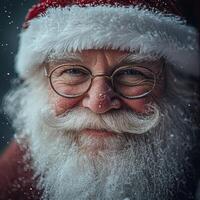 A close up of santa claus with glasses and beard photo
