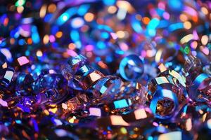 A close up of a bunch of colorful confetti photo