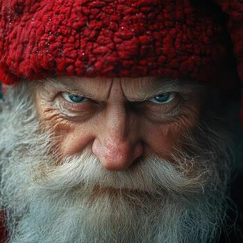 un cerca arriba de un Papa Noel claus con un barba foto