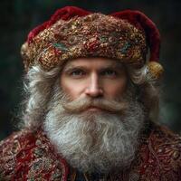 A man with a beard and a red hat photo