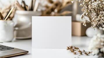 Elegant empty mockup blank invitation card photo