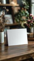 mockup blank cardon work table photo