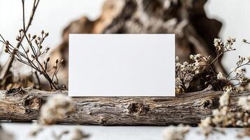 white color greeting card on a display product mockup photo