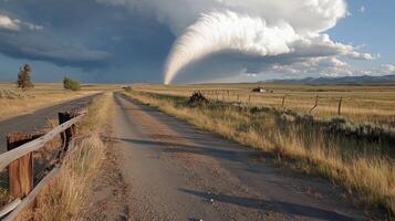 A large tornado is seen in the sky photo