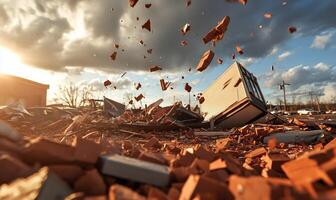 A laptop computer is being thrown into the air photo