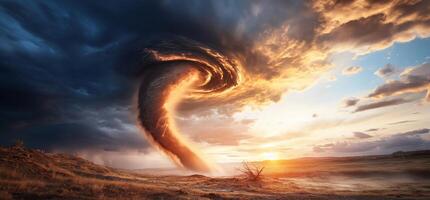 A tornado is seen in the sky with a large cloud photo