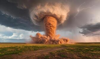 A tornado is seen in the sky with a cloud photo