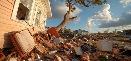 A house is surrounded by debris and debris photo