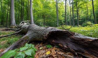 A fallen tree in a forest photo