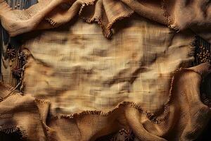 Rustic Burlap Texture Background with Star Anise and Peppercorns for Culinary Design photo