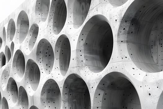 Modern Architectural Design with Circular Patterns and Textured Surfaces photo