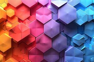 Vibrant Geometric Hexagon Pattern in Gradient Colors for Modern Design photo