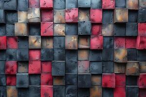 Abstract 3D Cube Pattern with Red and Grey Tones for Contemporary Design photo