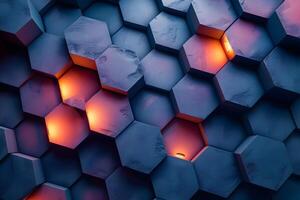 Abstract Hexagonal Pattern with Ambient Lighting for Modern Design Concepts photo