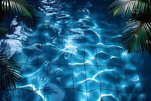 Tropical Pool Vibes Reflections and Palm Shadows for Summer Designs photo