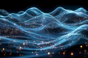 Futuristic Digital Wave with Glowing Particles for Tech Designs photo