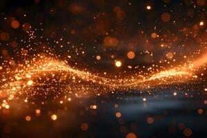 Glowing Golden Sparkles in Abstract Wave Pattern for Festive Designs photo