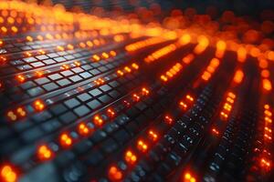 Data Flow Visualization with Glowing Digital Elements for Technology Concepts photo