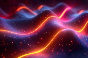 Abstract Neon Wave Patterns with Glowing Energy Lines Vibrant Digital Art Background for Design photo