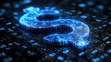 A glowing digital dollar sign stands out against binary code, showcasing innovation in finance and tech photo