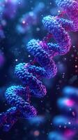 This representation showcases a vibrant DNA double helix, highlighting its molecular structure and colorful design photo