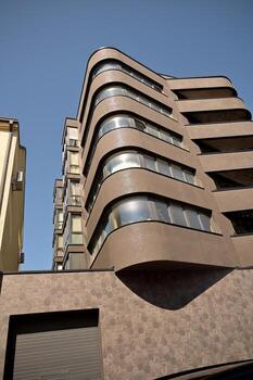 a building with curved windows, kaunas, lithuania, 2023 photo