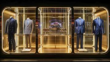 A display case with suits and ties on display photo