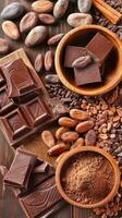 Chocolate, cocoa, cocoa beans, cocoa powder, cocoa powder, cocoa beans, cocoa powder photo