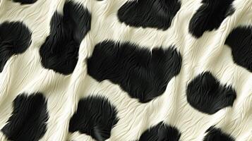 A black and white cow print fabric photo