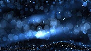 Blue bokeh background with sparkles photo