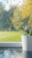 A plant in a pot on a window sill photo