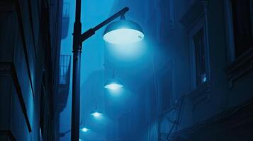 A street with a street light and a lamp post photo